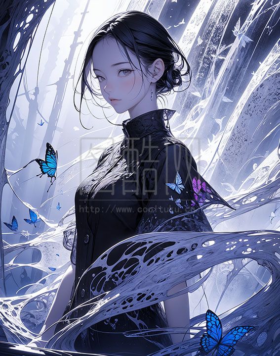 人物形象 女生 蓝晶色 霸气 头像 背景
