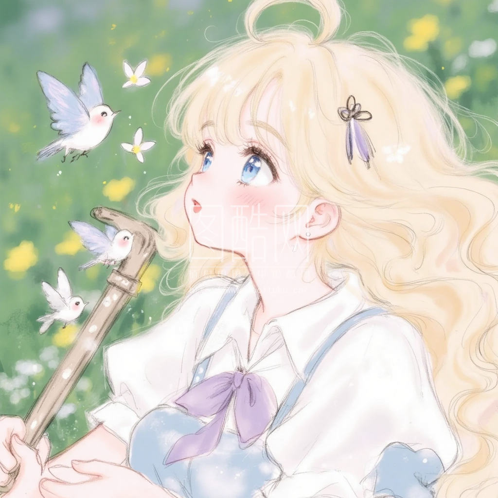 原创头像甜美浅黄头发女孩